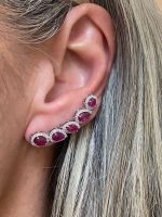 Brinco Ear Cuff Rubis Diamantes Ouro Branco