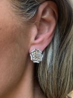 Brinco Flor Diamante Ouro Branco.