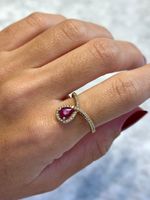 Anel Gota Rubi Diamantes Ouro Amarelo