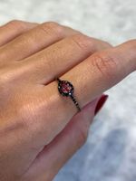 Anel Turmalina Rosa Diamante Negro Ouro Rosê