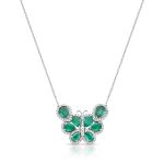 COLAR BORBOLETA ESMERALDA E DIAMANTES 