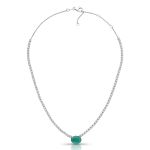 Colar Riviera Esmeralda e Diamantes Ouro Branco 