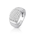 Anel Pavê Diamante Ouro Branco.