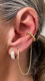 Brinco Argola Corrente Piercing Bolinhas