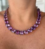 Colar Ametista Roxa Ouro Branco