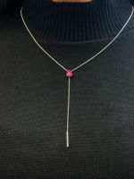 Colar Gravatinha Rubi  e Diamantes Ouro Branco