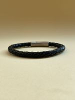Bracelete Masculino Couro Preto Trançado.