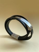 Bracelete Masculino Couro Preto 4 Voltas