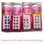ADESIVOS UNHA 3D PACOTE C/ 100 CARTELAS