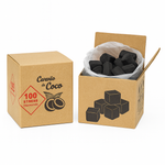Carvão de Coco para Narguilé 1kg – Cubos Premium Alta Duração – Caixa Kraft