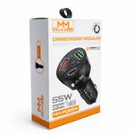 Carregador Veicular 55W Mini Men 2 USB + 1 type c