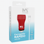 Carregador Veicular USB Duplo + Cabo Tipo-C – Maxmidia (Com Selo Anatel)