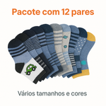 MEIAS MASCULINAS INFANTIS – PACOTE C/12 PARES SORTIDOS