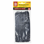 Abraçadeira de Nylon SQ Preta 3,6mm x 200mm - Kit com 100 Un 