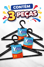 Cabide Grande de Plástico Preto - Kit com 3 Unidades 