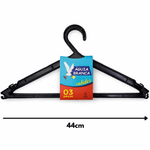 Cabide Grande de Plástico Preto - Kit com 3 Unidades 
