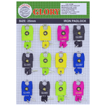 CADEADO COLORIDO C/CAPINHA 25MM CART C/12 UN