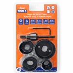 JOGO DE SERRA COPO 6 PEÇAS COM ADAPTADOR E BROCA – 32MM A 54MM – METAL