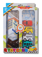 KIT DE CARRINHOS COLORIDOS C/5 PEÇAS COM MAPA