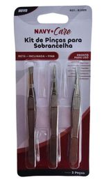 KIT DE PINÇAS PARA SOBRANCELHAS C/03 PÇS