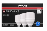 LÂMPADA KIT COM 3 LÂMPADAS LED AVANT BULBO HP 20W 1600 LUMENS 6500K BIVOLT