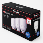 LÂMPADA KIT COM 3 LÂMPADAS LED AVANT BULBO HP 20W 1600 LUMENS 6500K BIVOLT