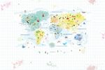 Papel de Parede - Mapa Sonho em Aquarela