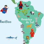 Papel de Parede Magnético - Mapa Super Heroes Lego