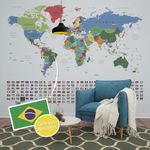 Papel de Parede Magnético - Mapa Flags