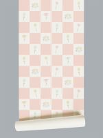 Papel de Parede - Flores Quadriculado