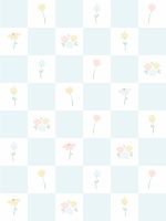 Papel de Parede - Flores Quadriculado