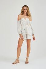 Shorts Voil Cós Elástico Cru