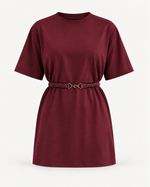 Long T shirt Cinto Bordo