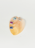 Stud Lapidação Esmeralda com Cristal Rosa