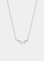 Colar Navete e Gota Cristais Verdes e Branco