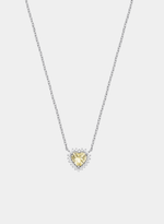 Colar Coração De Cristal Amarelo Com Halo