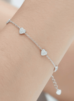 Pulseira Elos Portugueses Corações Pavé