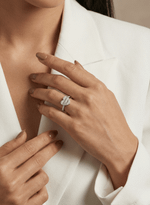 Anel Coração Baguete e Pavê 0,48ct