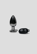 Plug de aço M com vibração e controle remoto - preto