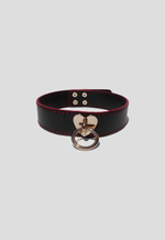 Choker Cabare Preto /Vermelho/Dourada com guia