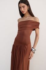 Vestido Drapê Marrom 