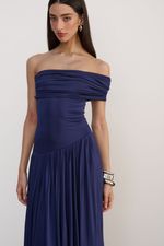 Vestido Drapê Azul Marinho 