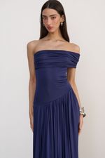 Vestido Drapê Azul Marinho 