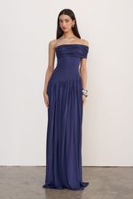 Vestido Drapê Azul Marinho 