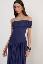 Vestido Drapê Azul Marinho 