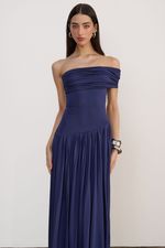 Vestido Drapê Azul Marinho 