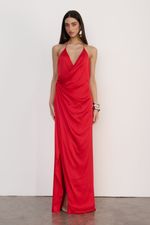 Vestido Longo Cetim Vermelho