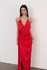 Vestido Longo Cetim Vermelho