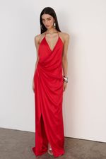 Vestido Longo Cetim Vermelho