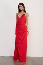 Vestido Longo Cetim Vermelho